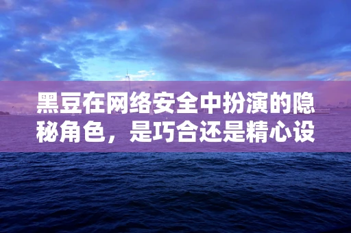 黑豆在网络安全中扮演的隐秘角色，是巧合还是精心设计的伪装？